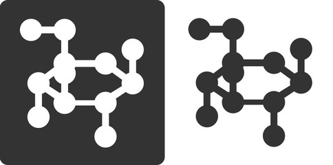Glucose sugar molecule, flat icon style. 