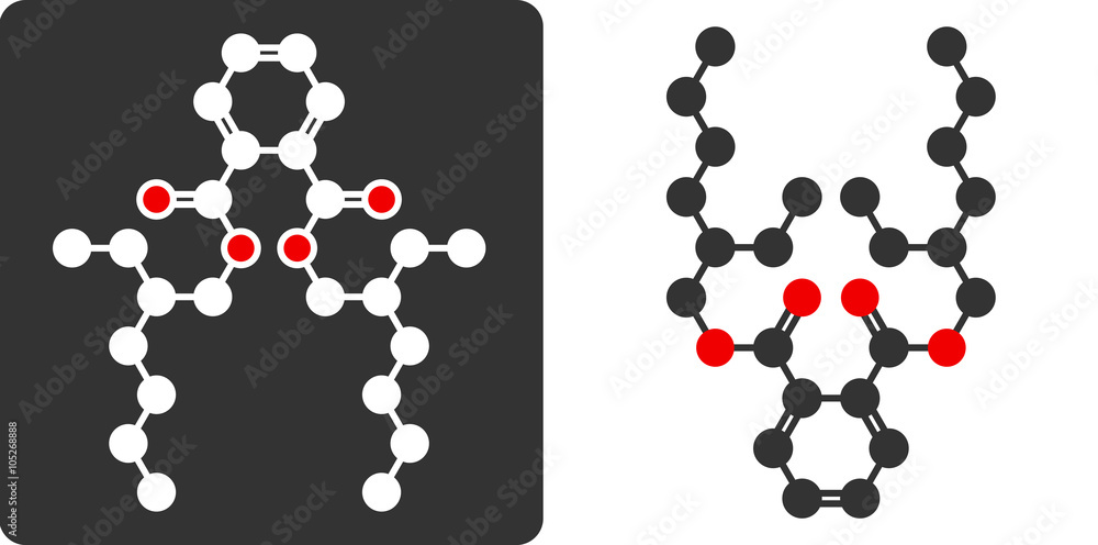 Canvas Prints dehp phthalate plasticizer molecule, flat icon style.