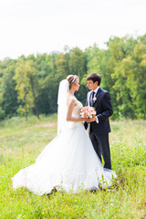 Wedding, Beautiful Romantic moment of Bride and Groom 