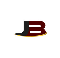 JB alphabet in grey and red with golden curve