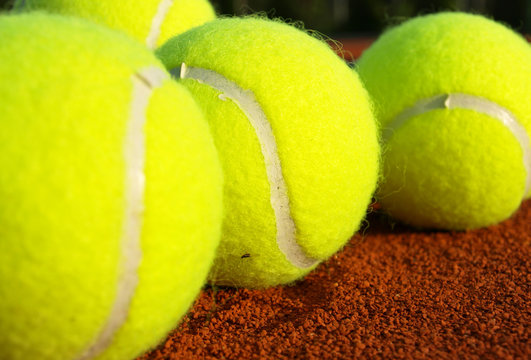 Tennis balls on court,close up