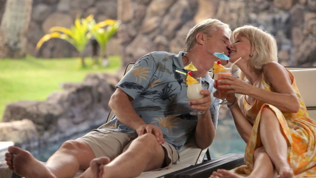 Senior couple at tropical resort