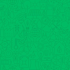 Fototapeta premium Thin Line Green Power Eco Seamless Pattern