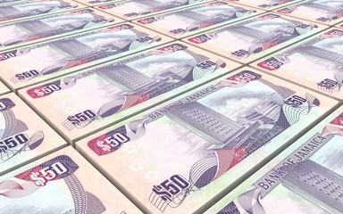 Jamaican dollar bills stacks background. Computer generated 3D photo rendering