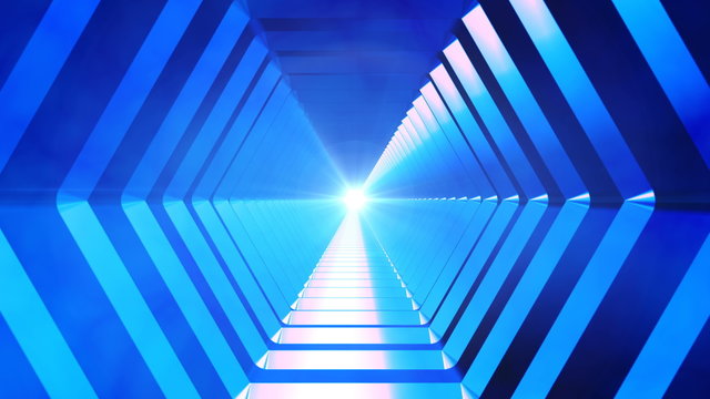 Broadcast Endless Hi-Tech Tunnel, Blue, Industrial, Loopable, 4K