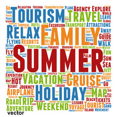 Vector conceptual tourism or travel  word cloud