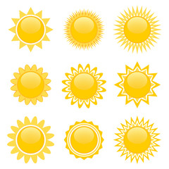 Set of sun icons for game design