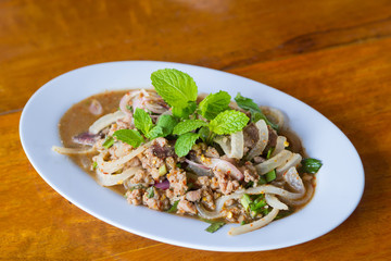 spicy minced pork salad, minced pork mash with spicy