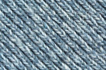 Blue Wool Texture close up diagonal Direction of Threads