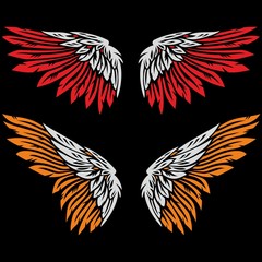 Obraz premium Editable vector illustration of colour stylized angel or bird wings
