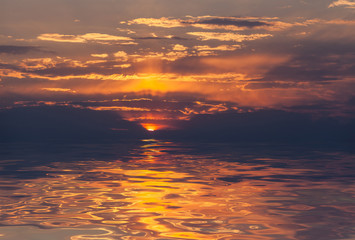 Background image from colorful sky and beautiful water reflection
