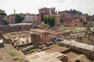 The famous ruins of the city of Rome in Italy