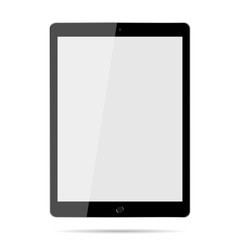 The tablet, the camera on a white background and shadow