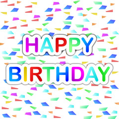 Happy birthday greeting on confetti background