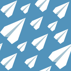 Paper Planes Seamless Pattern. Repeating abstract background with paper planes.