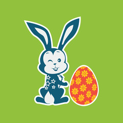 Easter Rabbit Icon Egg Design Flat 