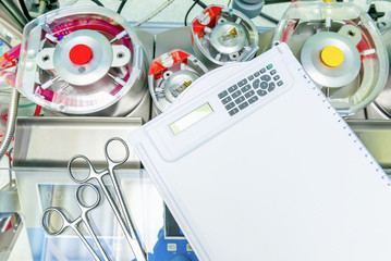 Heart lung machine and blank writting pad