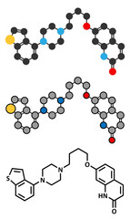 Brexpiprazole antipsychotic drug molecule.