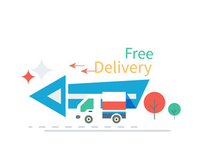 Fast Free Delivery Concept Icon Flat Design