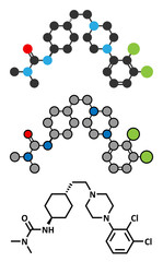 Cariprazine antipsychotic drug molecule.