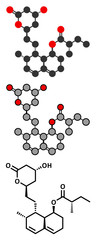 Mevastatin hypercholesterolemia drug molecule.