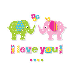 I love you elephants greeting card