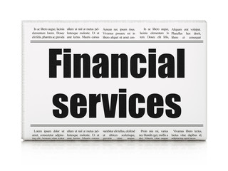 Money concept: newspaper headline Financial Services