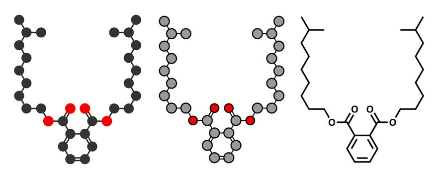 Diisononyl phthalate (DINP) plasticizer molecule.