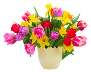 bouquet of   tulips and daffodils