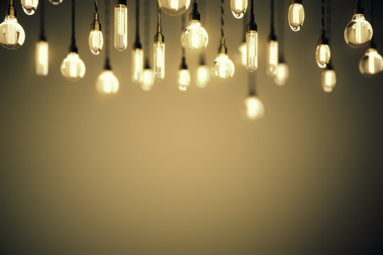 Idea concept bulbs brown background