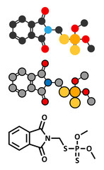 Phosmet organophosphate insecticide molecule.