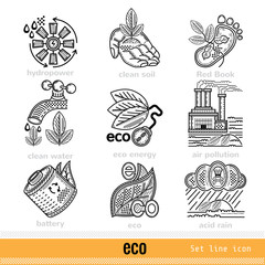 Set of Eco Problems and Decision Outline Web Icons