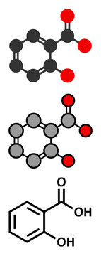 Salicylic acid molecule. Used in cosmetics.