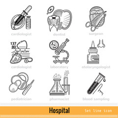 Set of Kind of Doctors Outline Web Icons