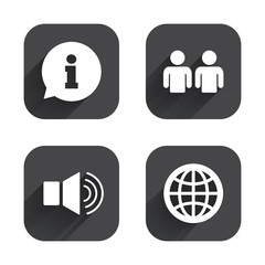 Information sign and group. Communication icons.