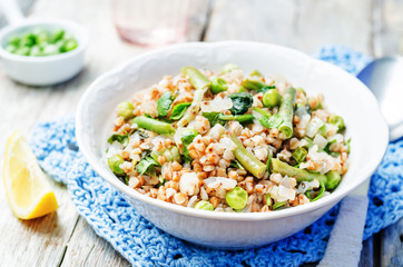Buckwheat with green peas and beans