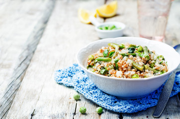 Buckwheat with green peas and beans