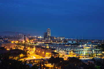 Fototapeta na wymiar Aerial view of Barcelona, Spain at sunset