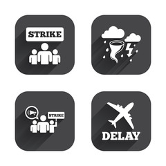 Strike icon. Storm weather and group of people.