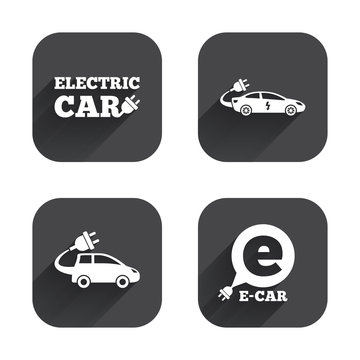 Electric car sign. Sedan and Hatchback transport