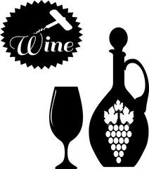 Бутылка вина и бокал вина, логотип 