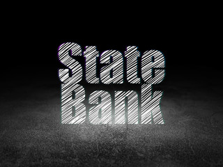 Currency concept: State Bank in grunge dark room