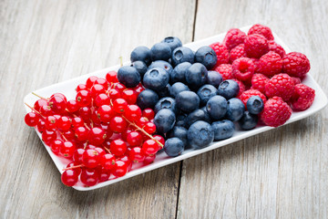Fresh blueberries and red currant.