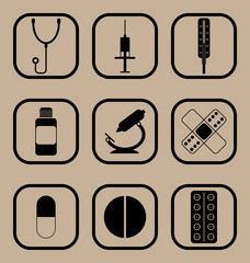 Medicine icons set