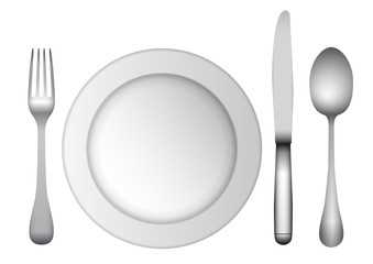 cutlery and plate