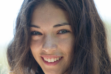 closeup of a young brunette