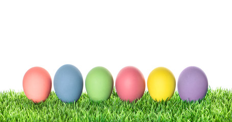 Easter eggs over white background. Colorful decoration
