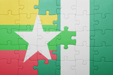 puzzle with the national flag of saudi arabia and nigeria
