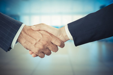 Successful business people handshaking closing a deal 