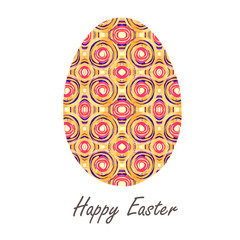 Colorful single easter egg with beautiful  color abstract pattern. Isolated on white background - graphic illustration.